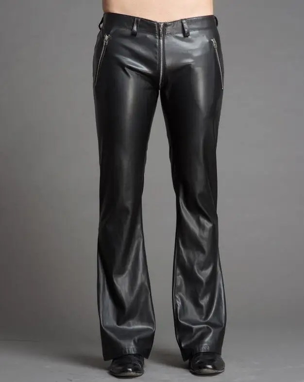 

29-40 Hot / Spring/Autumn Men's New Fashion leisure Personality Zippers PU leather speaker pants