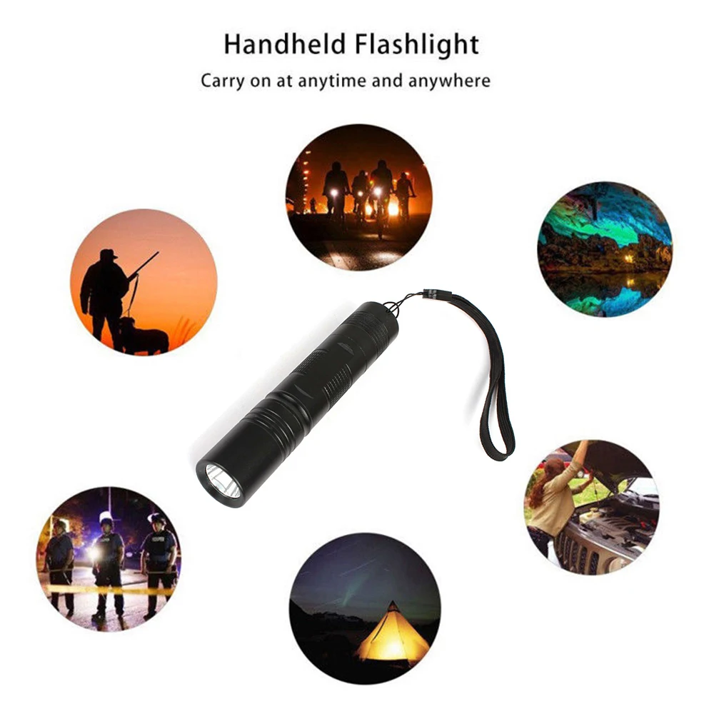 

Aukelly Pen Flashlight 5-modes Lighting 1000 Lumens Torch Alumnium Alloy Lamp for Camping Hunting Use 18650 Battery