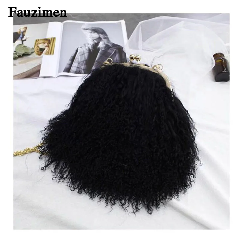 Женская сумка-клатч из натурального меха роскошная дизайнерская вечерняя сумка