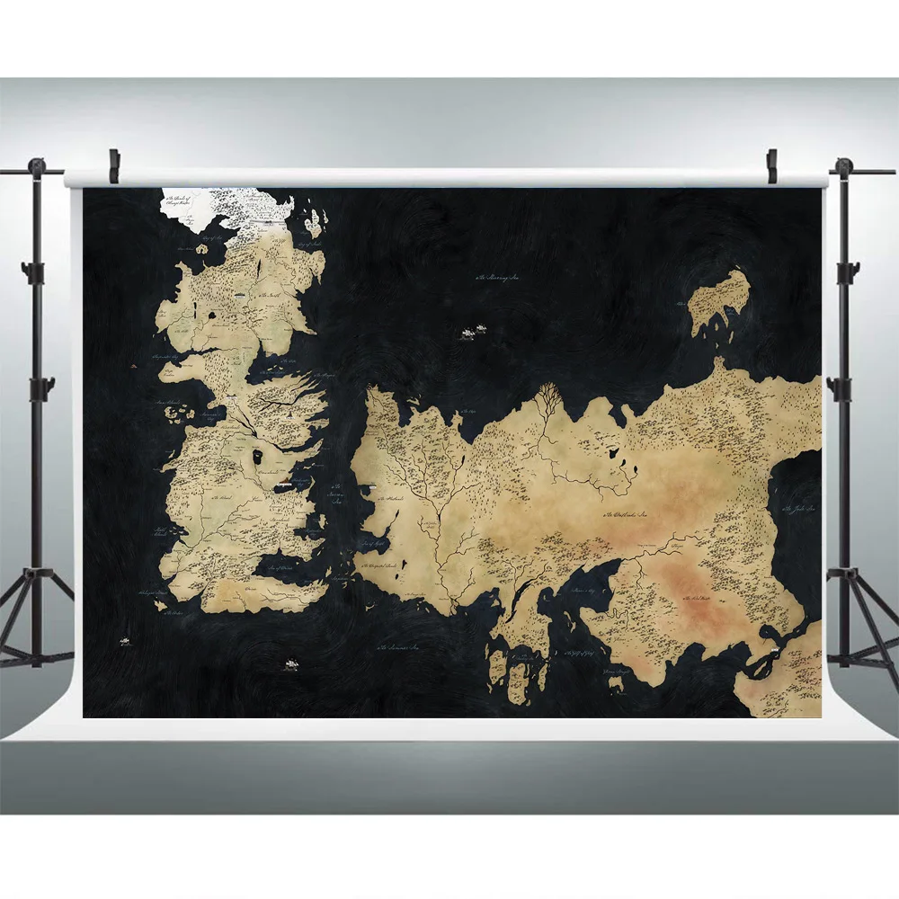 Виниловые фоны для фотографии 7x5ft Старая карта фон с днем рождения кино обои