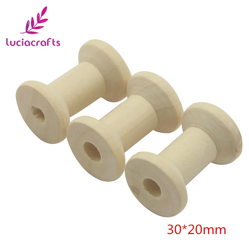 30x20mm 3pcs Lucia ремесла Мульти Размеры варианты натурального цвета деревянный бобин Классический стиль DIY инструмент рулон древесины Катушки E0705 - Цвет: 30x20mm 3pcs