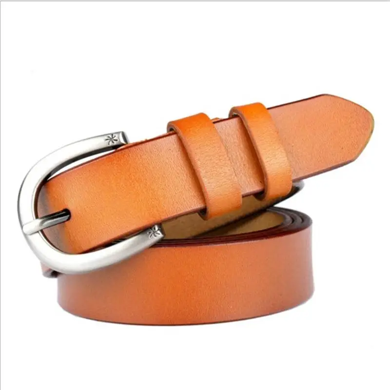 Orange SupSindy, кожаные ремни для женщин, с пряжкой, в стиле панк, роскошный женский пояс, черный, из натуральной кожи, женский ремень для джинсов, высокое качество - Цвет: Orange