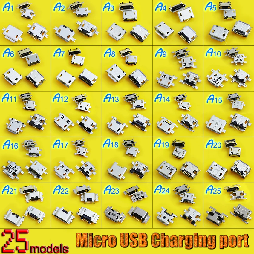 25 моделей совершенно новый разъем Micro USB 5P 5pin 7p 7pin зарядный микс SMD DIP V8 порт штекер