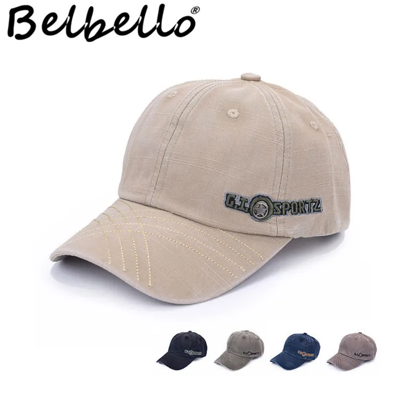 Belbello Spring simple baseball caps Wash to make old outdoors sunshade caps Fashionable cotton embroidery Alphabetic hats