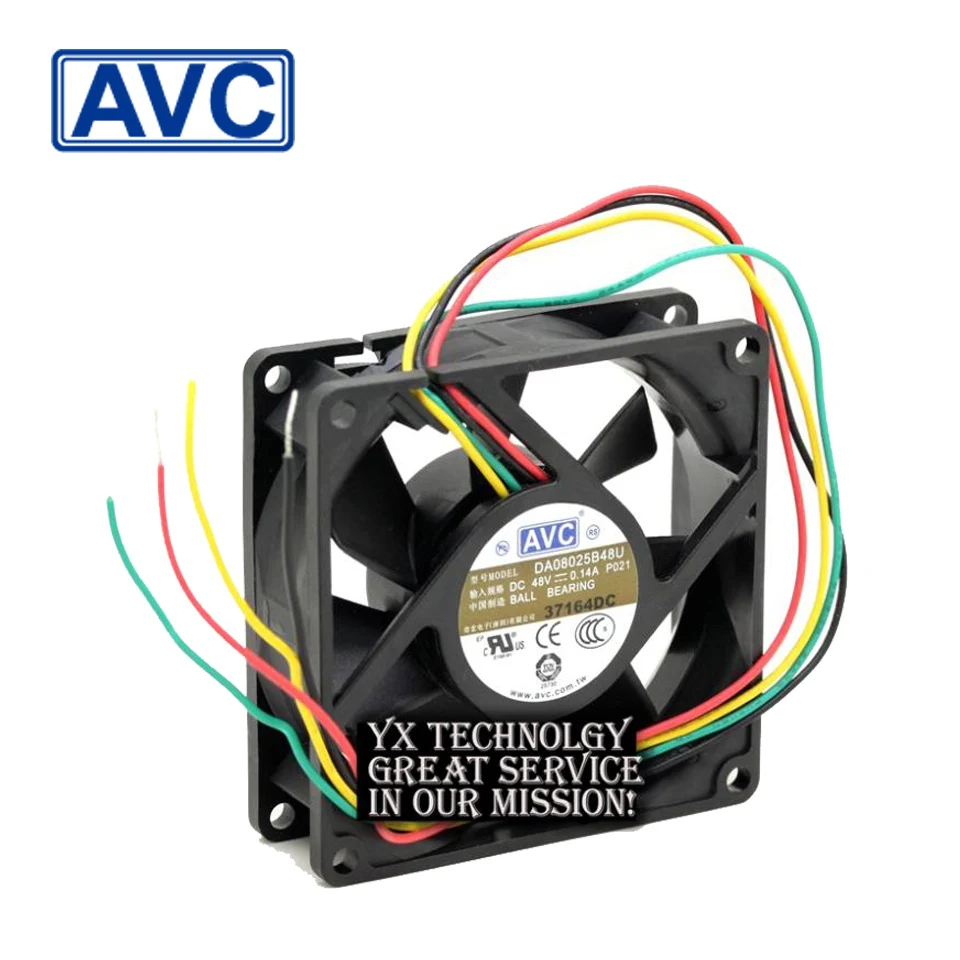AVC P021 DC48V 0.14A 8 см 80 мм DA08025B48U 4-проводной серверный фонарь охлаждающий вентилятор