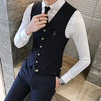 cotton mens suit vests business banquet wedding suit vest male black blue fashion casual waistcoat men