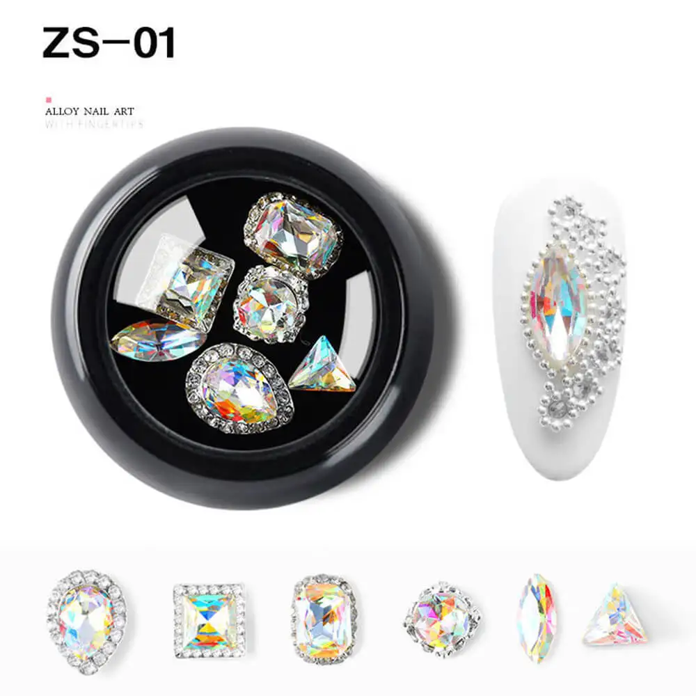 ZS-01 1 упаковка, Рождественский 3d дизайн, Стразы для ногтей, хрустальные металлические шпильки, Ювелирное кольцо для ногтей, корона, бант, маникюр, сделай сам, украшение для ногтей - Цвет: ZS-01