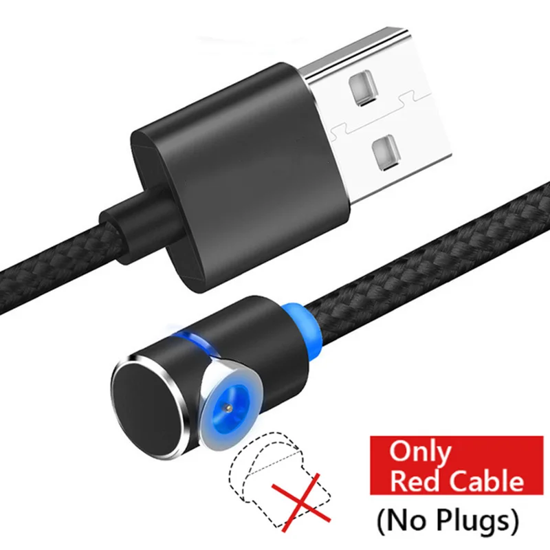 Black Cable No Plug 2 м Micro Usb type C Магнитный зарядный кабель 90 градусов для Honor 20 Play 8S 8X Motorola One Magnet Phone Charge Tipo C Microusb - Цвет: Black Cable No Plug