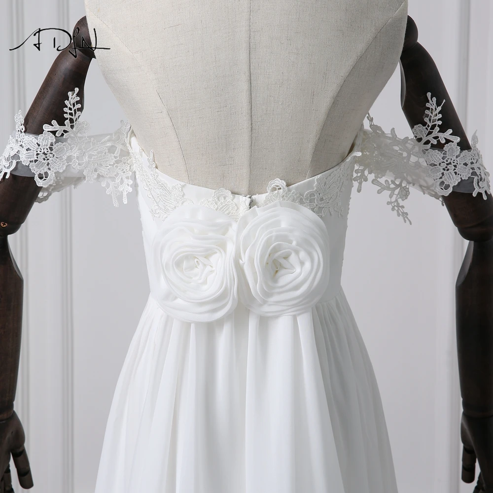 Женское платье с открытыми плечами ADLN белое/цвета слоновой кости шифоновое