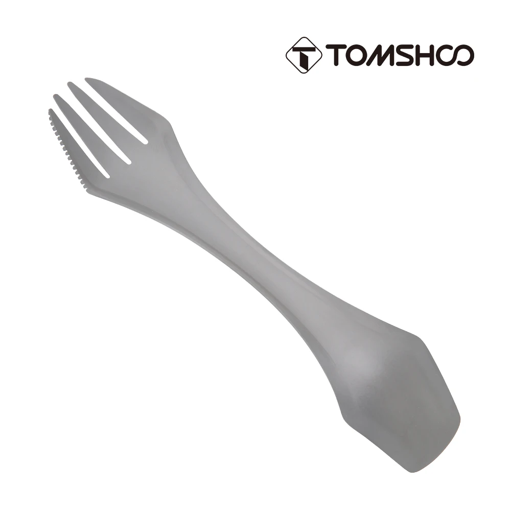 Титановая вилка TOMSHOO 3 в 1 зубчатая ложка резак портативная уличная посуда