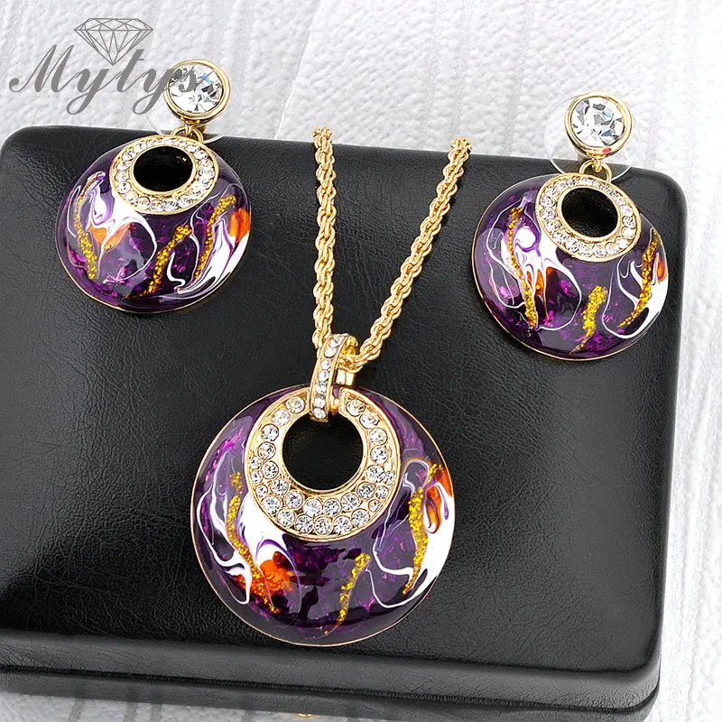 Винтажный комплект ювелирных изделий Mytys в стиле ретро серьги и ожерелье