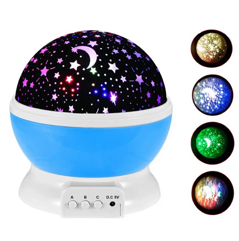 Novelty 360 Rotating Round Night Light Projector Lamp Star Moon Sky Romantic Home Decoration | Лампы и освещение