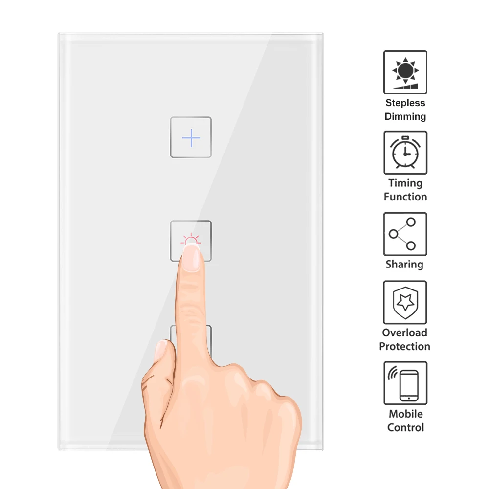 ЕС/Великобритания/США Стандартный Smart диммер 1 Gang переключатель Вт Wi Fi 400