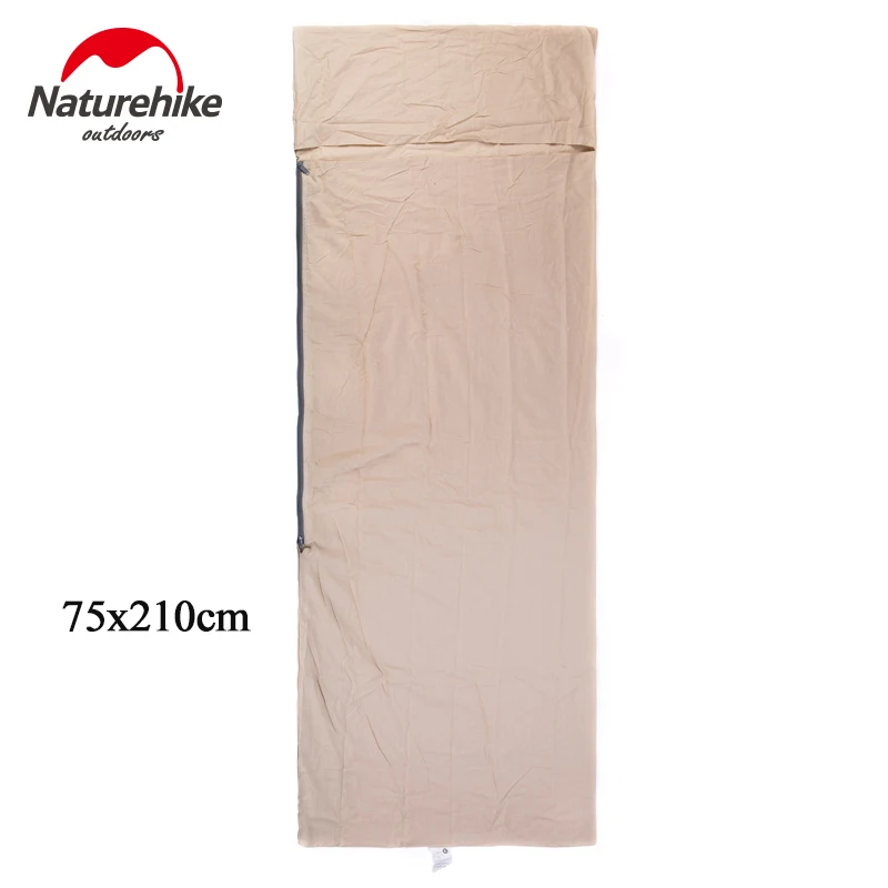 Flaxen M NatureHike портативный хлопковый спальный мешок, лайнер-конверт, ультра-светильник для кемпинга, домашний ленивый мешок, 75X210 см, 100x210 см, 320 г, 400 г - Цвет: Flaxen M