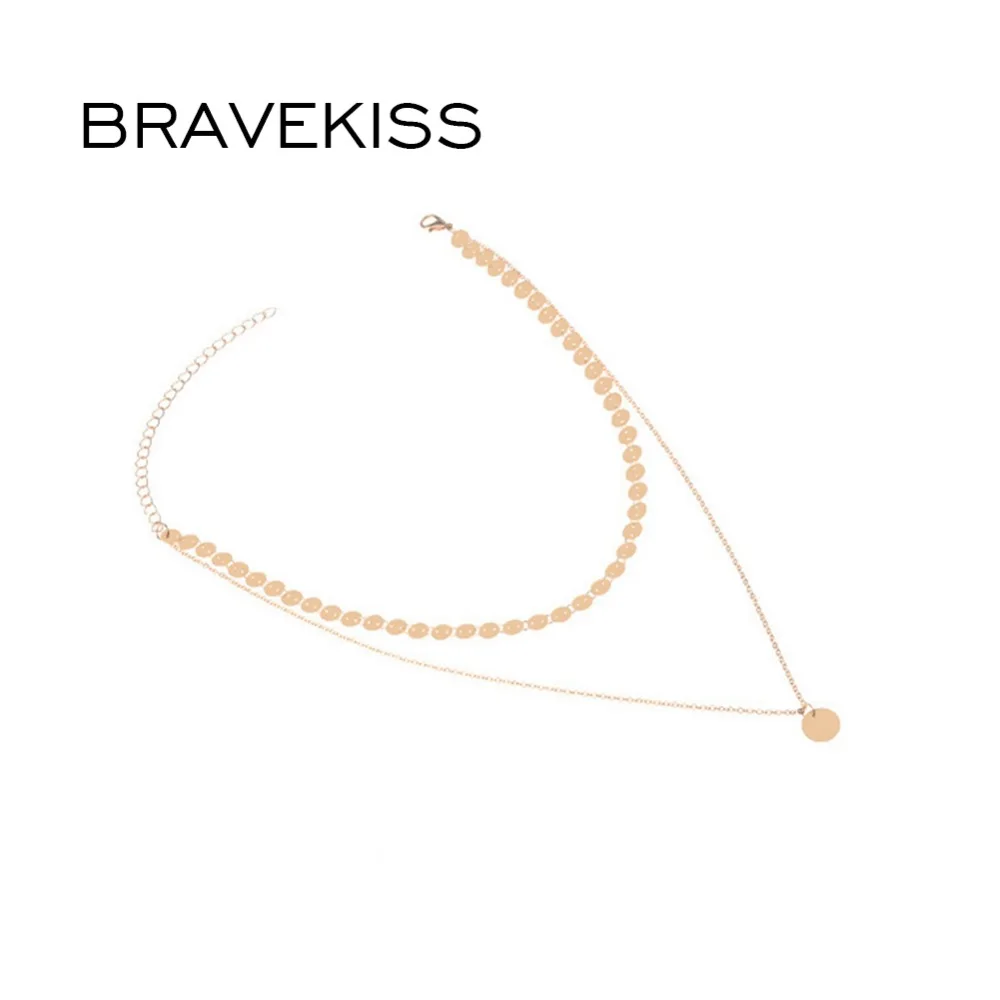 BRAVEKISS многослойное колье с кулоном ручной работы золотое/серебряное блестящее