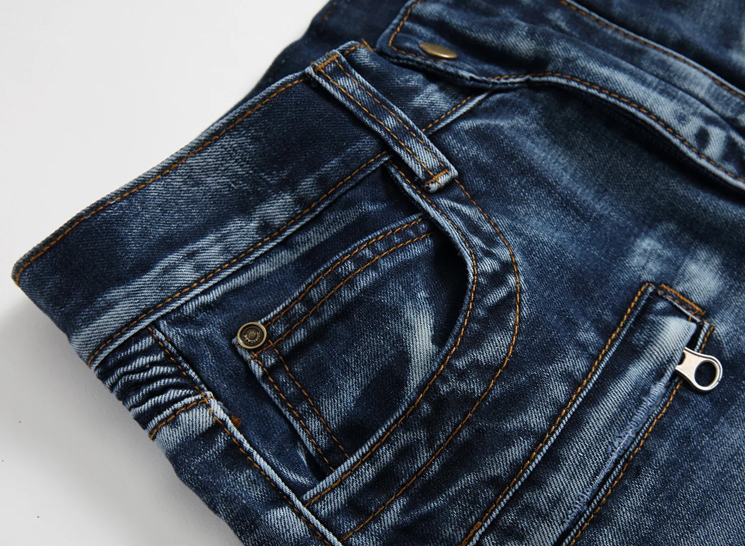 

HOO 2020 fold men's locomotive jeans tide straight skinny jeans