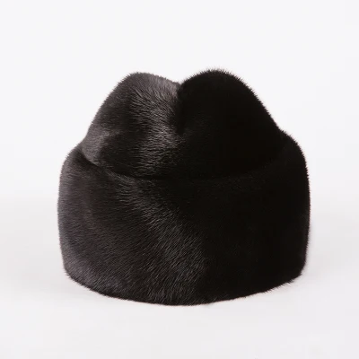 French black Мужская шапка из меха норки, новая модная мужская шапка из натурального меха норки, Зимняя Теплая Верхняя шапка, головной убор, берет - Цвет: French black