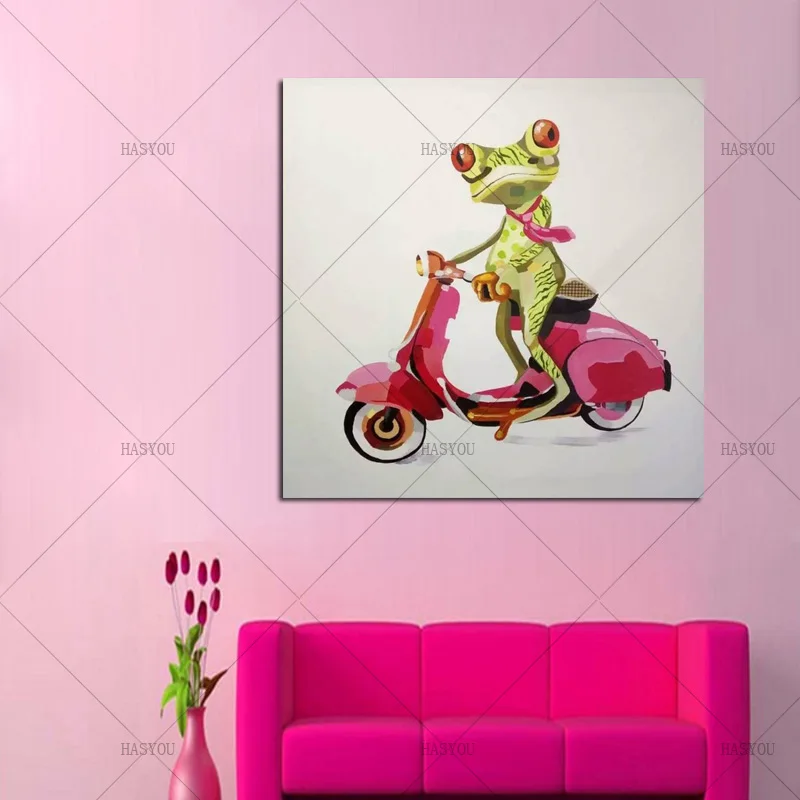 100% ручная роспись абстрактная краска лягушка животные масляная Настенный декор