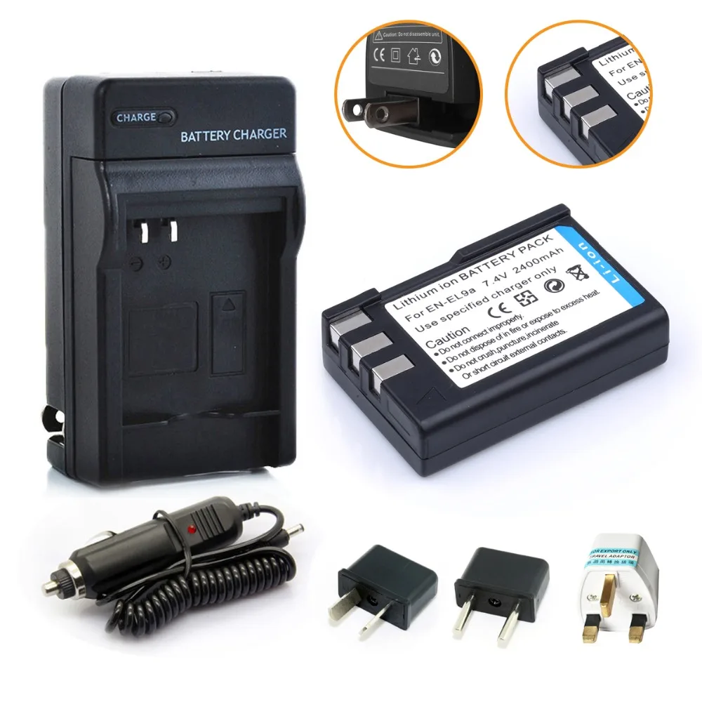 HIBTY 2400mAh EN-EL9 EN EL9 ENEL9 Rechargeable Camera Battery For + Car Charger Adapter Nikon EN-EL9a D40 D40X D60 D3000 D5000 |