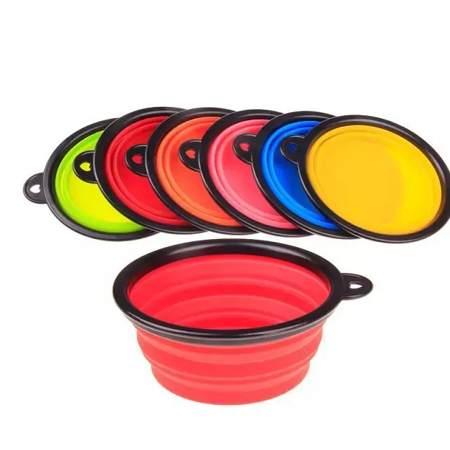 

50pcs/lot Free Shipping 6 Colors Silicone Pet Dog Cat Feeding Bowl Collapsible Water Dish Portable Feeder Puppy Travel Bowls