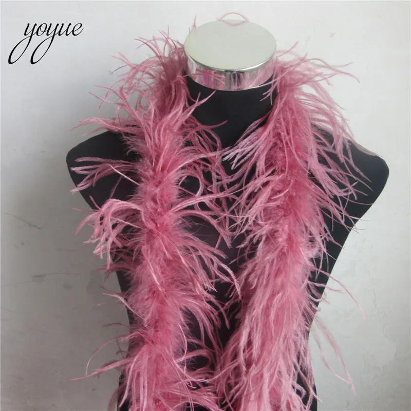 Jujube Red YOYUE 2 м 1 полоса пушистые натуральные перья страуса боа качество пушистые костюмы/отделка для вечерние/костюм/шаль/доступны - Цвет: Jujube Red