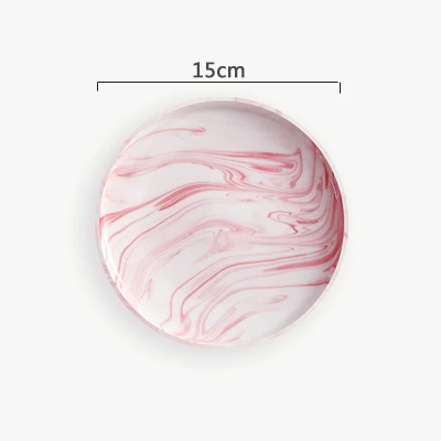 B pink 15cm Креативные мраморные керамические тарелки и тарелки фруктовый поднос торт стейк тарелка столовая посуда тарелка для завтрака круглая посуда - Цвет: B pink 15cm