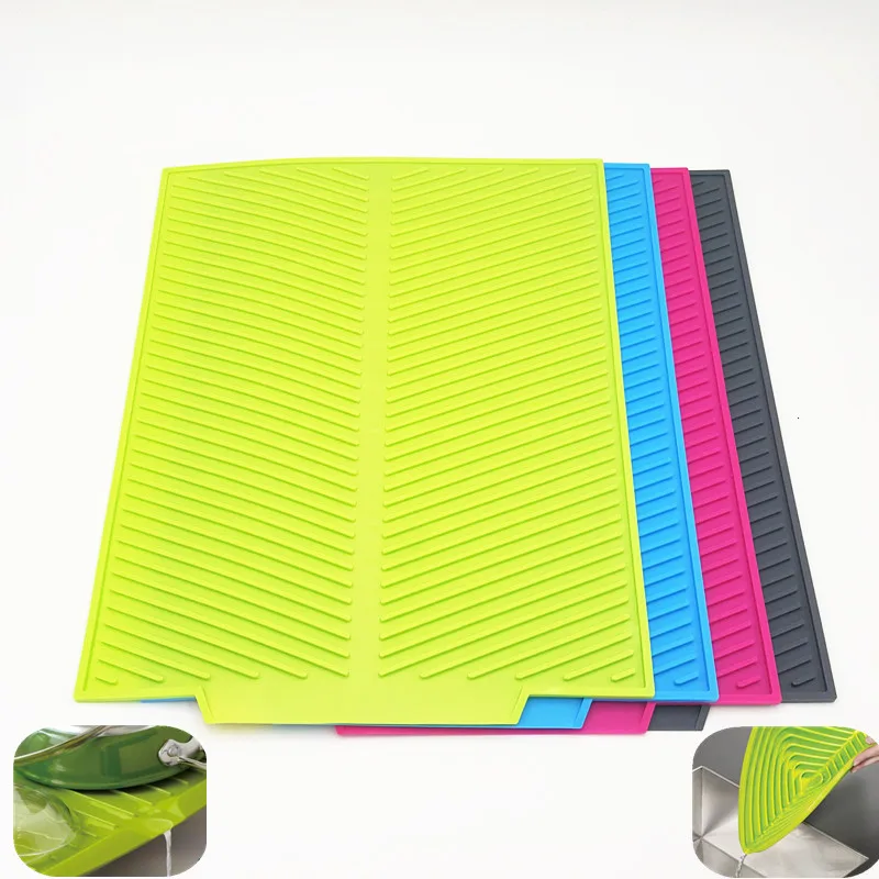 39*25CM Rectangle Dish Drying Mat Premium Heat Resistant Silicone Antibacterial Dishwasher Safe | Дом и сад