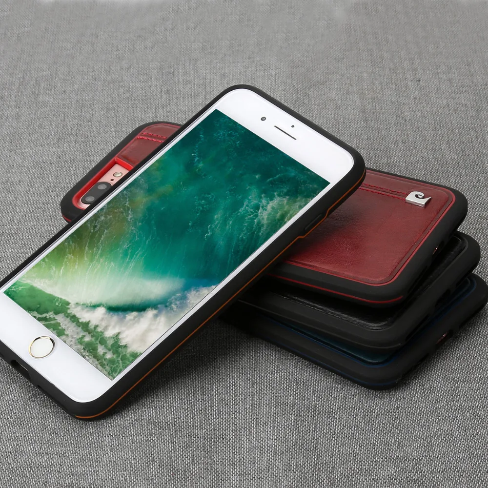 Pierre Cardin high quality Ultra thin Genuine leather phone case for Apple iphone 7 Plus luxury back cover Free Shipping |