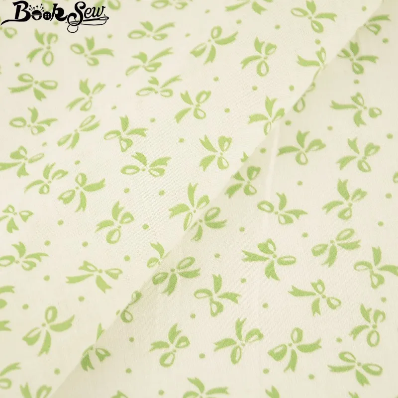 Хлопковая простая ткань Booksew с зеленым бантом дизайн Квилтинг украшение для дома