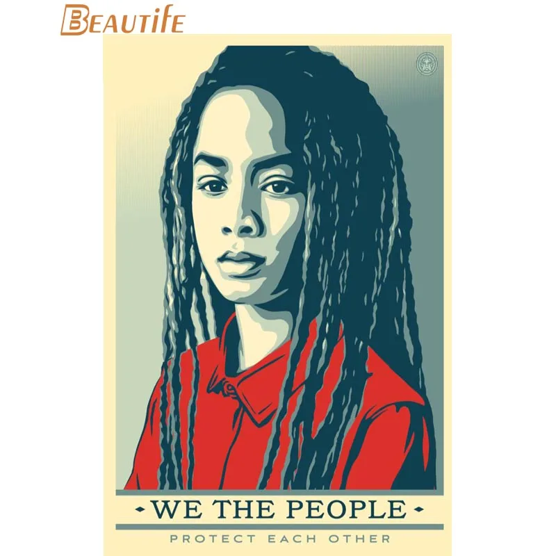 poster Shepard fairey Ткань шелковая ткань плакат украшение дома стены искусства новая ткань шелковая ткань стены плакат печать - Цвет: poster