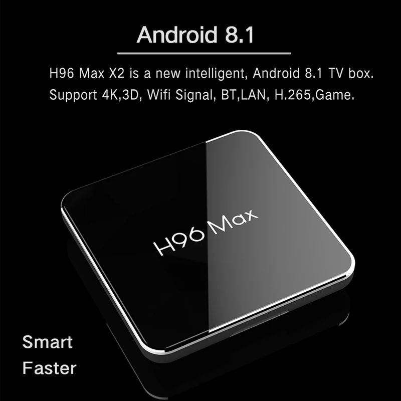 H96 max X2 ОС Android 8 1 ТВ коробка Amlogic S905X2 четырехъядерный 2 Гб ОЗУ 16 4 ГБ/5 wifi 65 Гц BT4.0