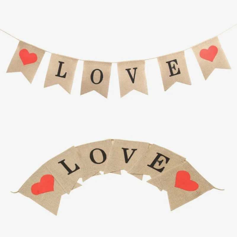 1 шт. Свадебный баннер с надписью Love Heart Jute Bunting swallowtail Flags AA8214|Флажки вымпелы и