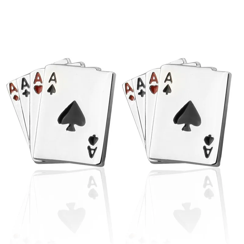 KC новые высококачественные популярные белые мужские запонки с игральными