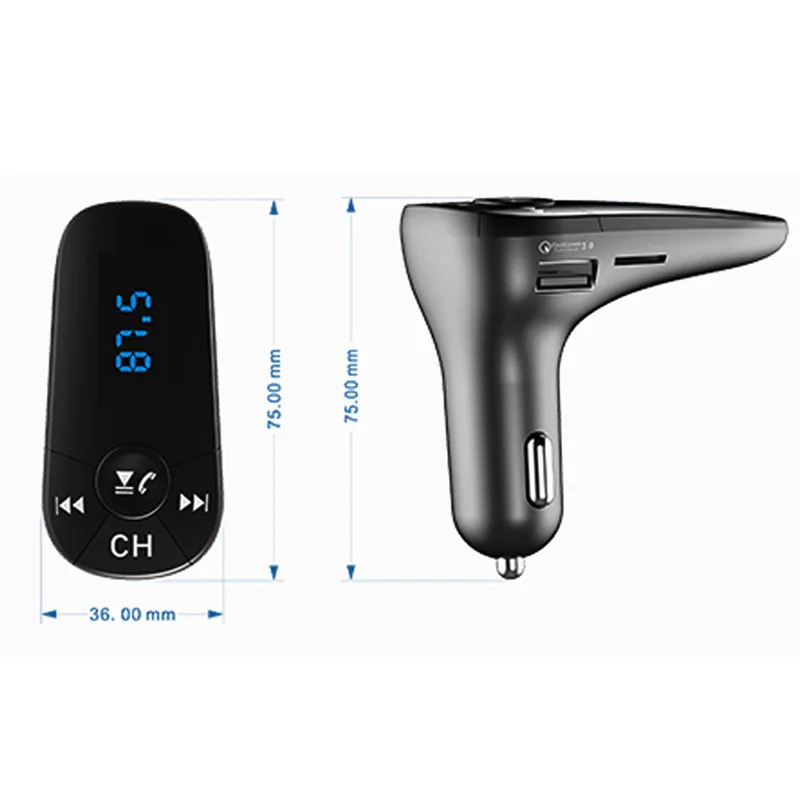 HEVXM HBQ T10 Multifunction Wireless Car MP3 Player QC3.0 Fast Car Charger Adjust Any Angle FM Transmitters Car Audio Monitor
