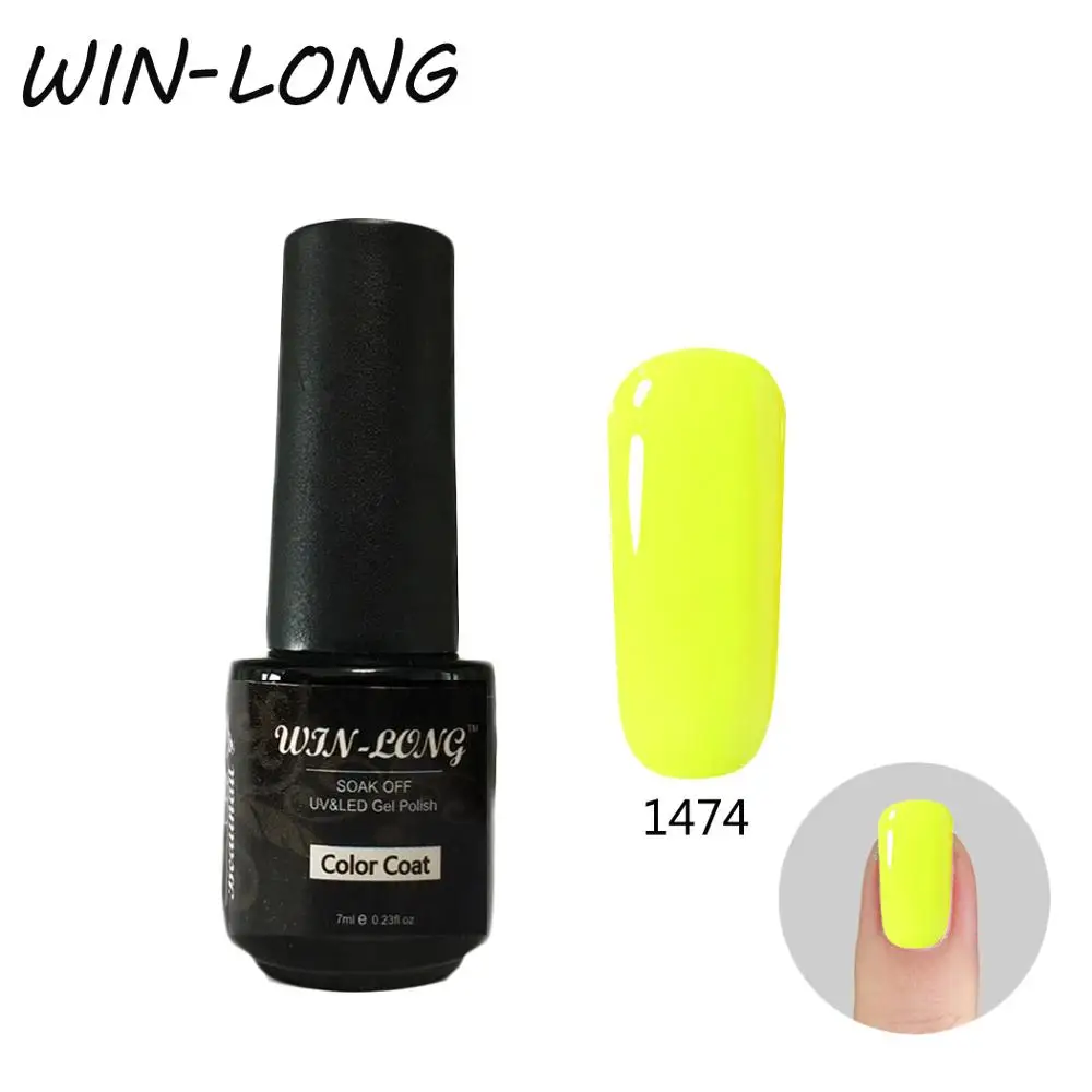 

WIN-LONG Yellow Color Nail Gel Polish 7ML Nail Polishes UV Soak Off Gel Nail Polish With Base Top Coat UV Gel Nail Art Kit