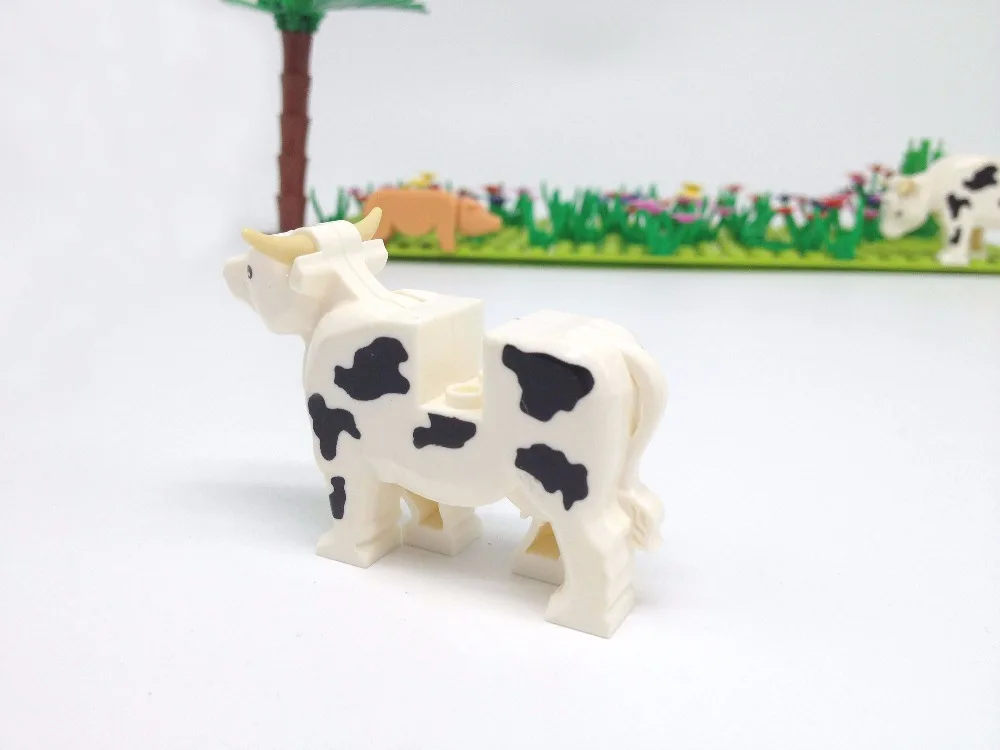 10 шт./лот детали конструктора сделай сам с изображением животных коровы