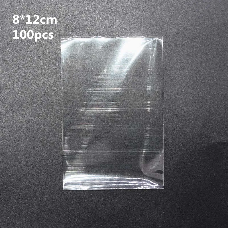 8x12cm 100pcs Resealable прозрачный самоклеющийся пакет пластиковый Opp конфеты мешок металлические замки для проволоки на подарок для свадьбы дня рождения упаковка развлечение для детского праздника - Цвет: 8x12cm 100pcs