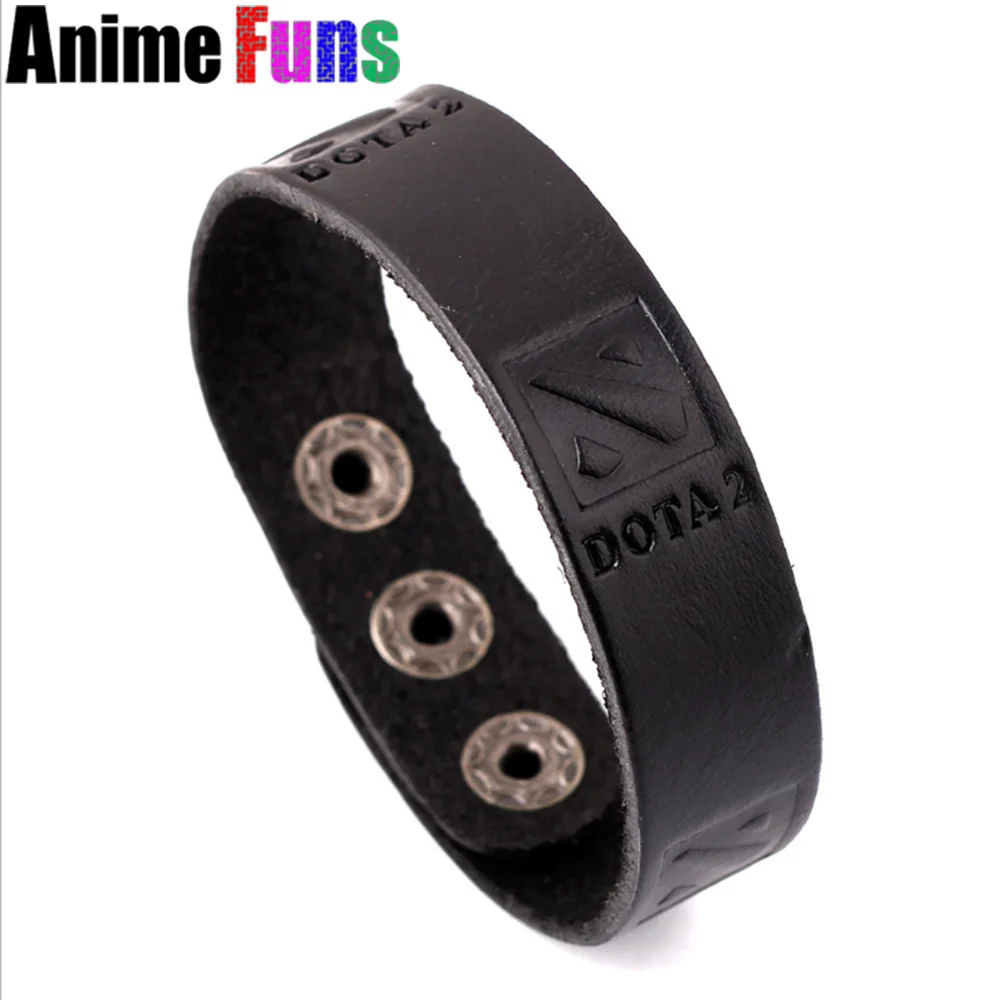 Game Dota 2 logo leather bracelet Punk Cosplay bracelets &amp bangles PU Braslet brown black Charm accessory jewelry Souvenir Gift |