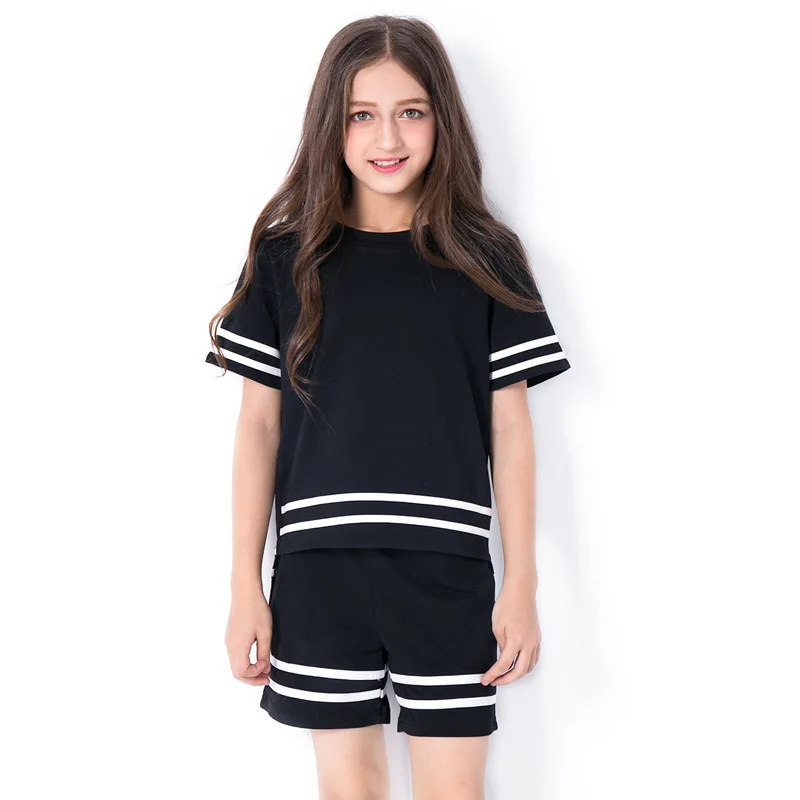 Спортивный костюм для девочек подростков простая черная хлопковая повседневная