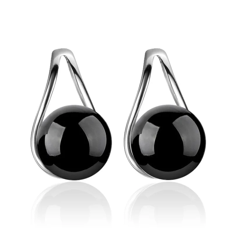 Чёрно красные каменные серьги серебряная сережка цветные гвоздики ювелирные