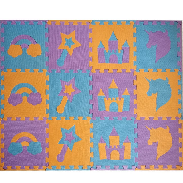 SkyBlue-Purple-Orang ОТК 8/24 шт. Единорог Стиль детская пена EVA головоломки игровой коврик/детский коврик ковер блокируя Циновка для детей Плитки 30*30*1 см - Цвет: SkyBlue-Purple-Orang