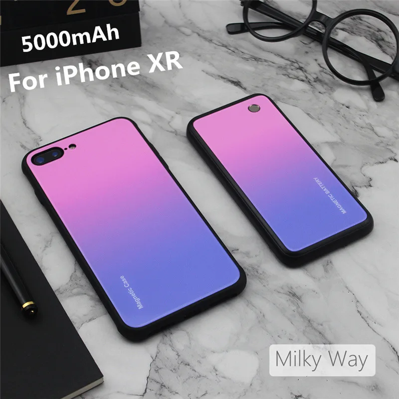Pink for XR NTSPACE 5000 мАч беспроводной магнитный чехол для зарядки аккумулятора для iPhone X Xs Max портативный чехол для банка питания для iPhone XR чехол питания - Цвет: Pink for XR
