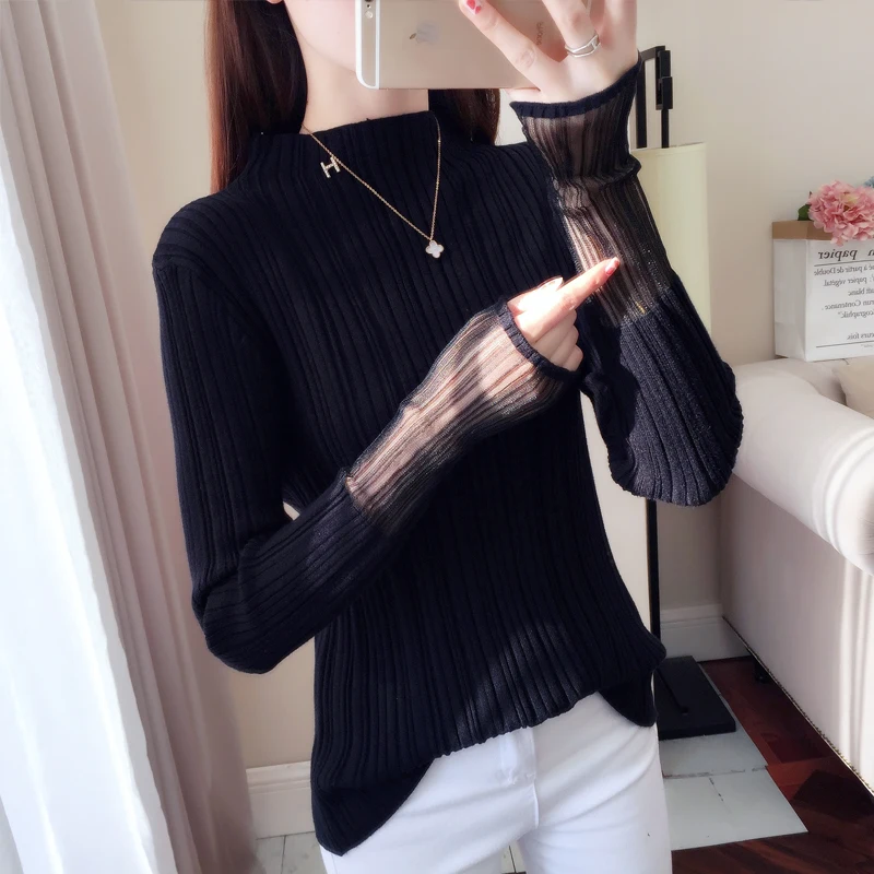 Женский свитер визуально увеличивающий рост новинка зимы han edition свободный без