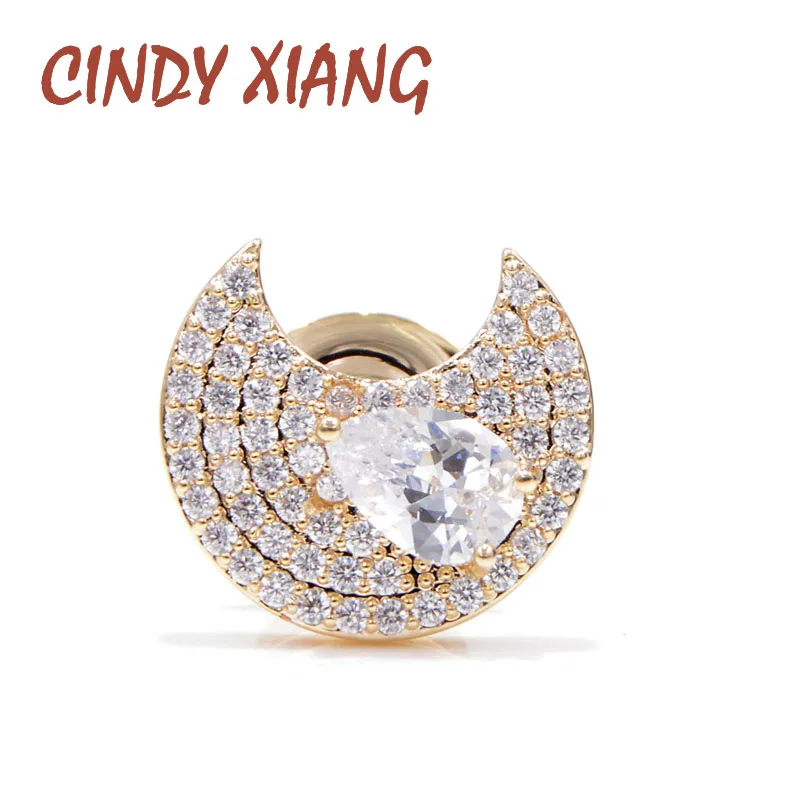 CINDY XIANG 2 цвета на выбор, кубический цирконий, Луна, броши на воротник для женщин, медный материал, милая маленькая красивая брошь на булавке, подарок