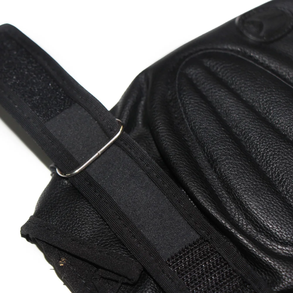 Качественные кожаные мотоциклетные перчатки Patemt черные защитные на полпальца