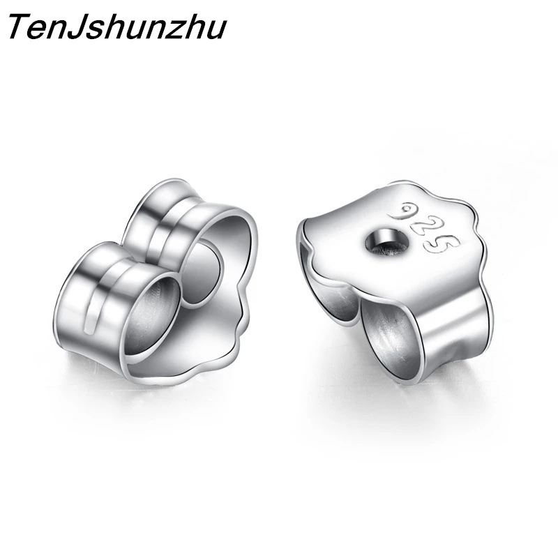 TenJshunzhu 10Pair/lot 925 Sterling-Silver-Jewelry Earring Backs Stoppers Ear Post Nuts Earring Back Accessories Jewelry EH168