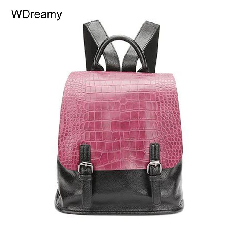 Женская одежда для отдыха рюкзак Цвет соответствующие Крокодил зерна ПУ Простой