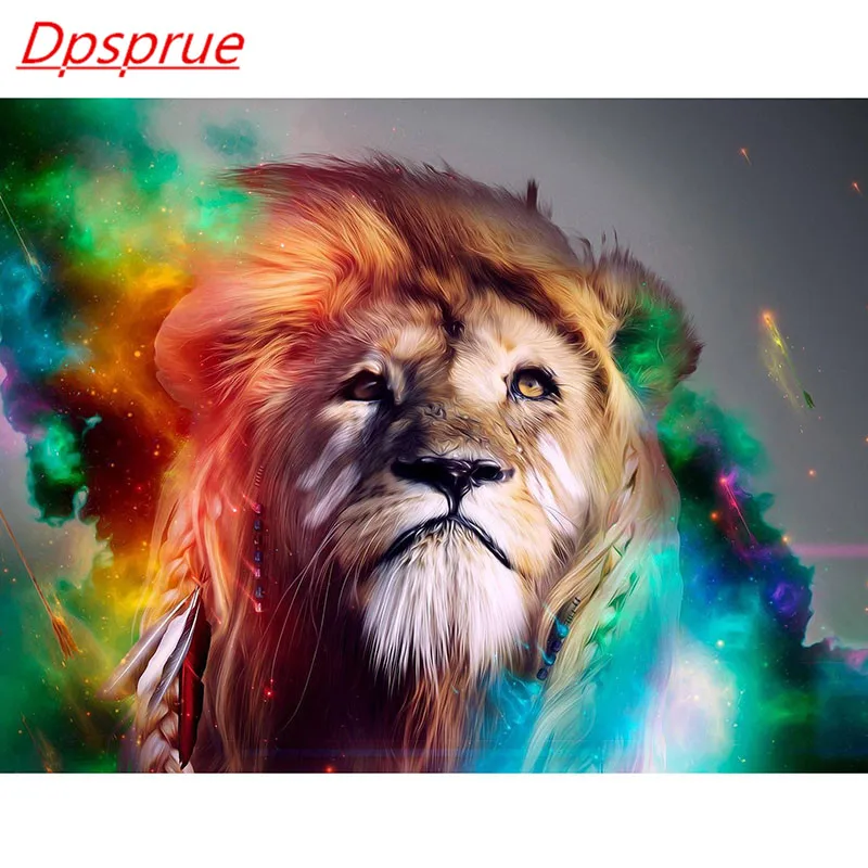 

Dpsproue 5D полный квадратный Круглый DIY Алмазная картина вышивка крестиком животное лев 3D вышивка Алмазная мозаика украшение дома подарок