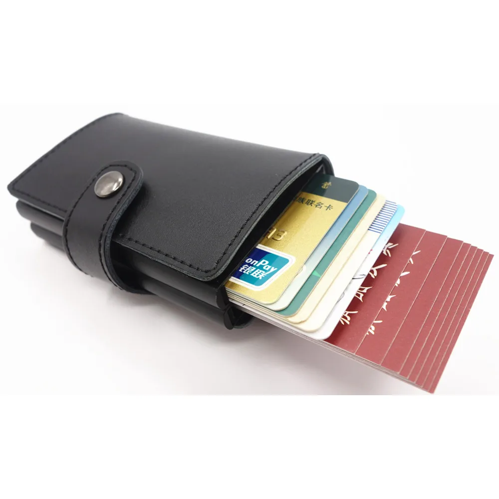 

Новое поступление, алюминиевый держатель для карт, тонкий кожаный rfid-кошелек, противокражный мини-кошелек из натуральной кожи, защитный дер...