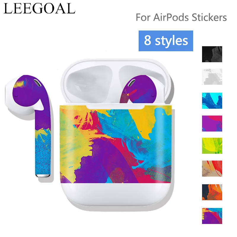 8 цветов наклейки для AirPods 2 шт. случае приставки Обертывания Стикеры